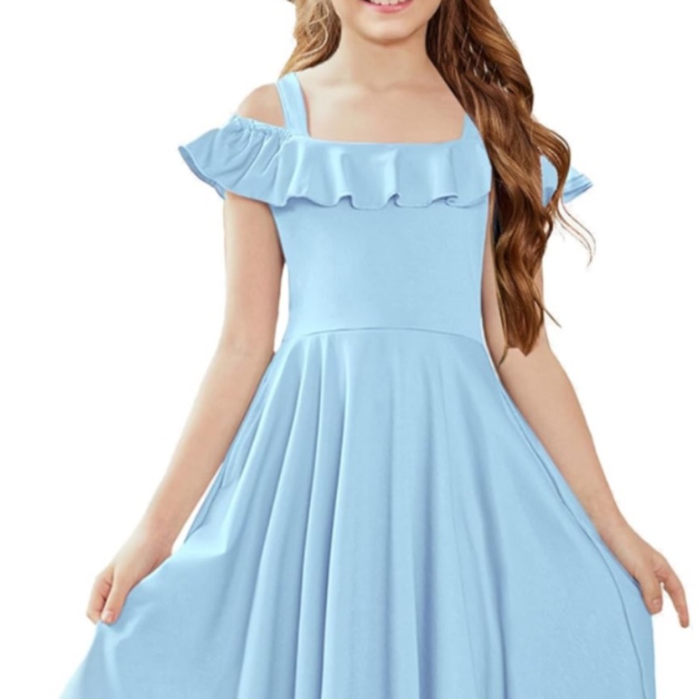 NWT blue girls party dress hi lo hem